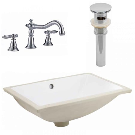 AMERICAN IMAGINATIONS 20.75" W CSA Rectangle Undermount Sink Set In White, Chrome Hardware, Overflow Drain Incl. AI-27125
